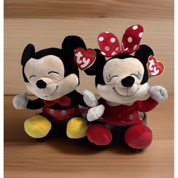 TY Beanie Babies Disney‎ MICKEY & MINNIE MOUSE SET OF 2 [2023](Soft Body 7.5 in) - Picture 1 of 16